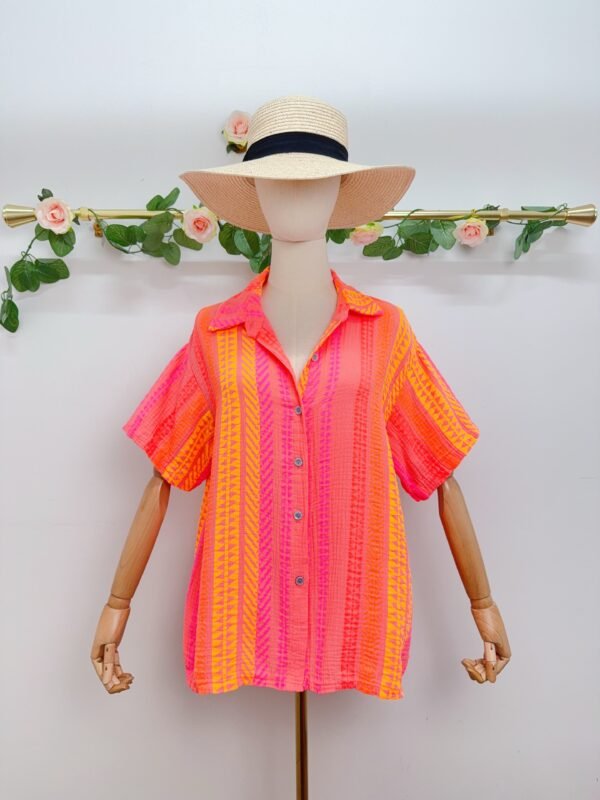 Chemise gaz de coton rayures (2 coloris)